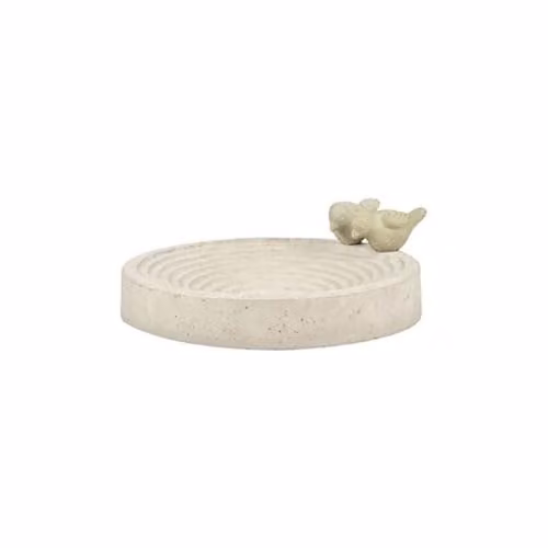 Esschert Design FB297 Concrete Tabletop Bird Bath in White and Grey – 1