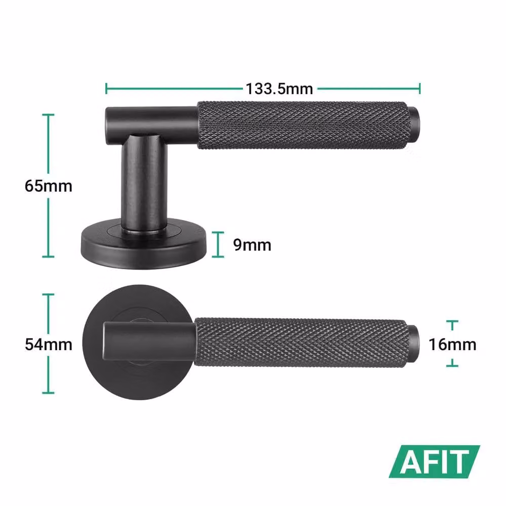 AFIT Dixon Range Matt Black Knurled Door Handles, Pack of 4, W/D/H: 15.0 x 6.5 x 15.0 cm – 2