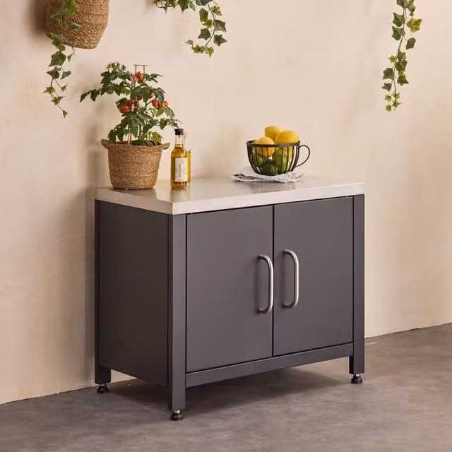 sweeek Modern Matt Black Steel Outdoor Kitchen