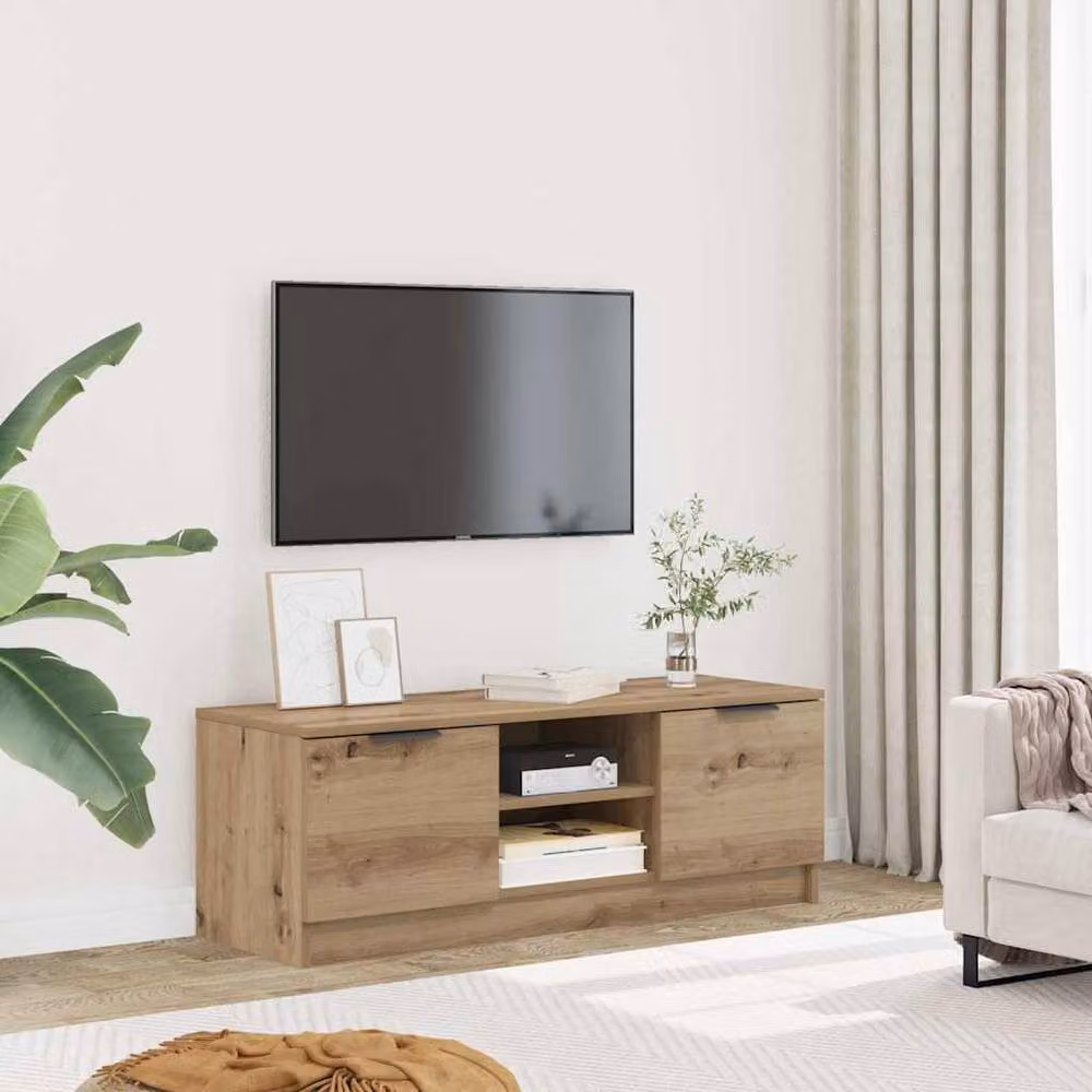 Berkfield Home Artisan Oak TV Cabinet in Brown, W/D/H: 102 x 35 x 36.5 cm – 2