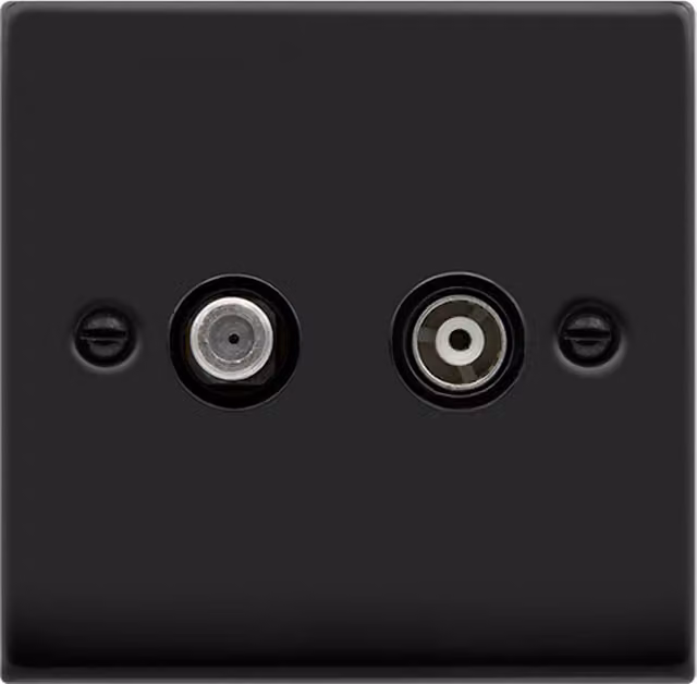 SE HOME Matt Black 1 Gang Flush Satellite Coaxial Socket