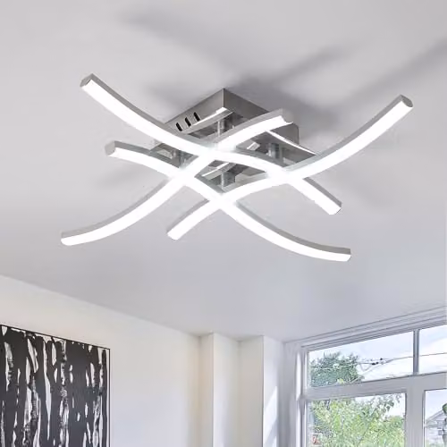 Goeco LED Ceiling Light, Silver, Diameter: 46 cm, 24W, 2700LM, 6500K