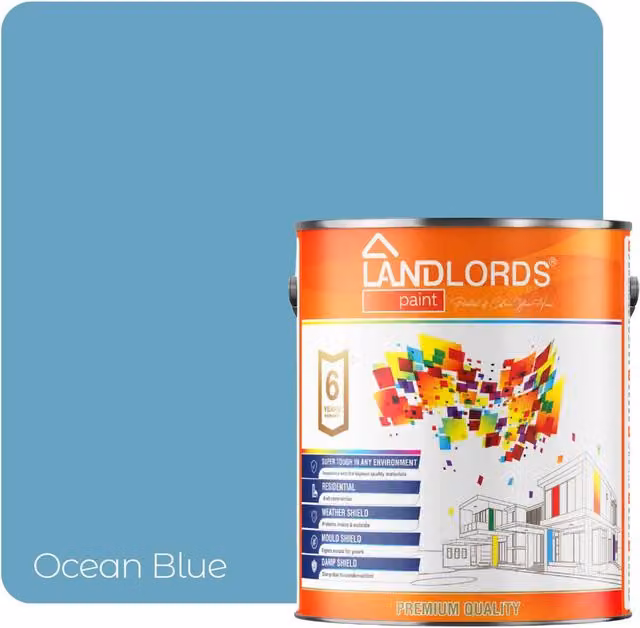 Landlords Paint One Coat Water Based Drip Free Paint in Ocean Blue, 20 l – 1