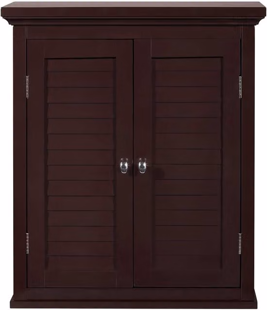 Teamson Home Brown Wooden Double Door Wall Mounted Bathroom Cabinet with Internal Shelves – 3