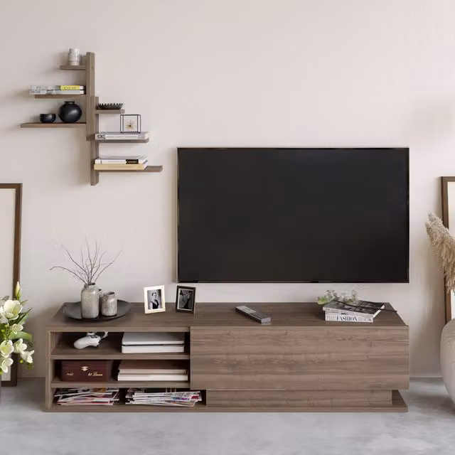Decorotika Lina Modern TV Unit in Brown Walnut
