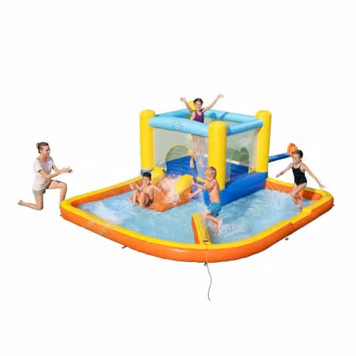 Bestway H2OGO Beach Bounce Inflatable Water Park Play Centre with Pool and Slide in Multicolour and Sand, W/D/H: 365 x 340 x 152 cm – 1