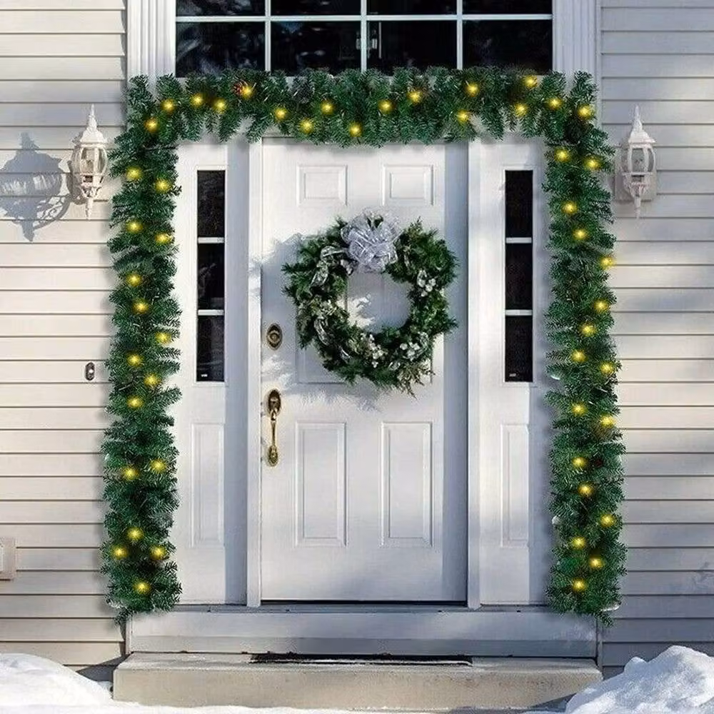 Kelvenix 9FT Green Christmas Garland with Warm White LED Lights – 2