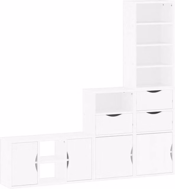 Berkfield Home ODDA 4 Piece White Solid Wood Pine TV Unit with Storage