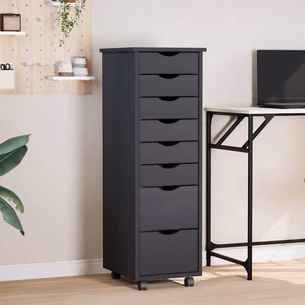Berkfield Home Rolling Cabinet with Drawers in Moss Grey Solid Pine Wood – 2