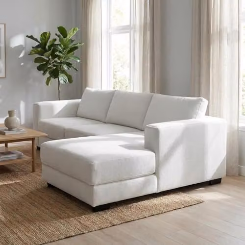 Abakus Direct Kaizer L-Shaped Corner Sofa in White Bouclé Fabric, Right Facing, W: 286 cm x D: 170 cm x H: 85 cm – 2