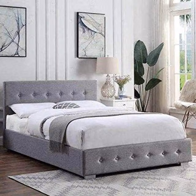 Home Treats Grey Upholstered Single Hybrid Lift Up Ottoman Storage Bed Frame W/D/H: 90 x 190 cm
