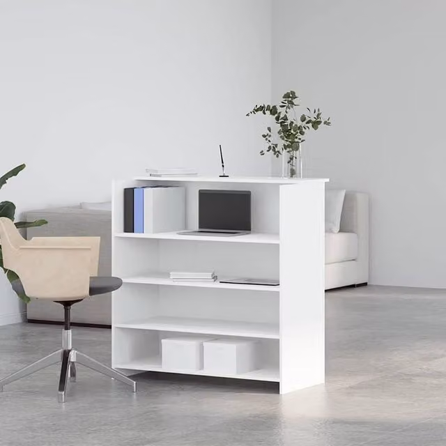 Berkfield Home White Reception Desk in Engineered Wood, W/D/H: 100 x 50 x 103.5 cm – 1