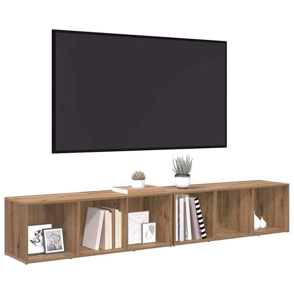 Berkfield Home 2-Piece Artisan Oak Engineered Wood Cube Shelving in Brown – 3