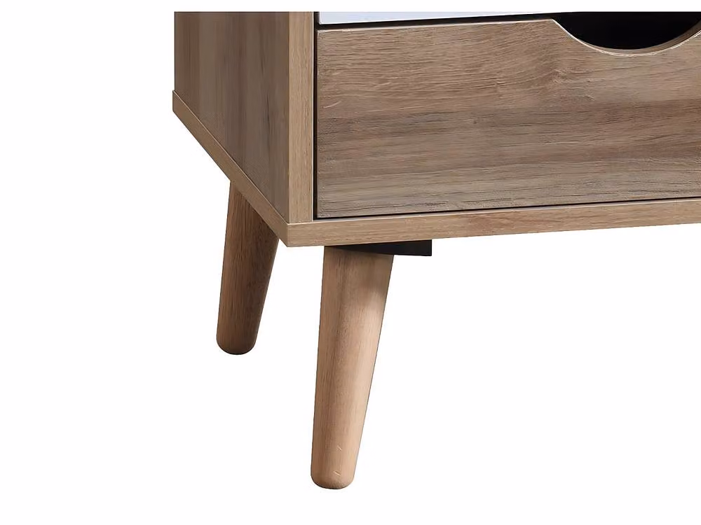 Vente-unique Mid-Century Bedside Table with 3 Drawers in White, Blue and Multicolour, W/D/H: 40 x 30 x 57 cm – 5