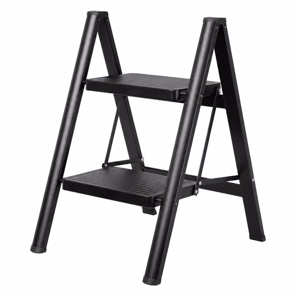 Traderight Foldable Steel Step Ladder with Rubber Feet, Black, 150kg Capacity – 2