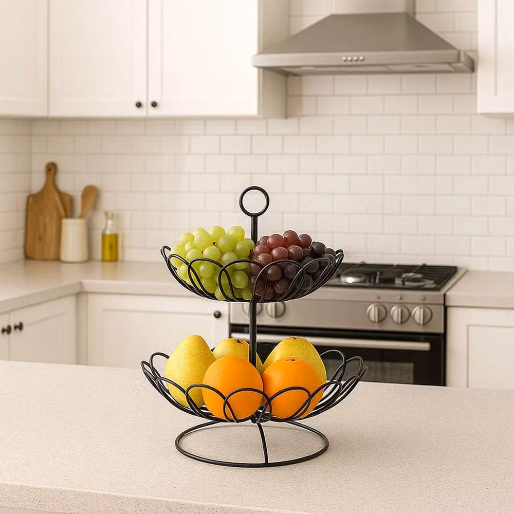 Kelvenix Heavy Duty Metal Round Fruit and Veggie Holder in Black – 3