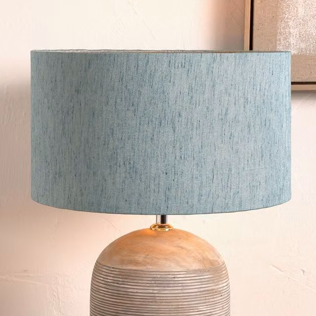 Ruma Duck Egg Slubbed Faux Silk Cylinder Table Lamp Shade in Green with Gold Lining, Diameter: 45.72 cm