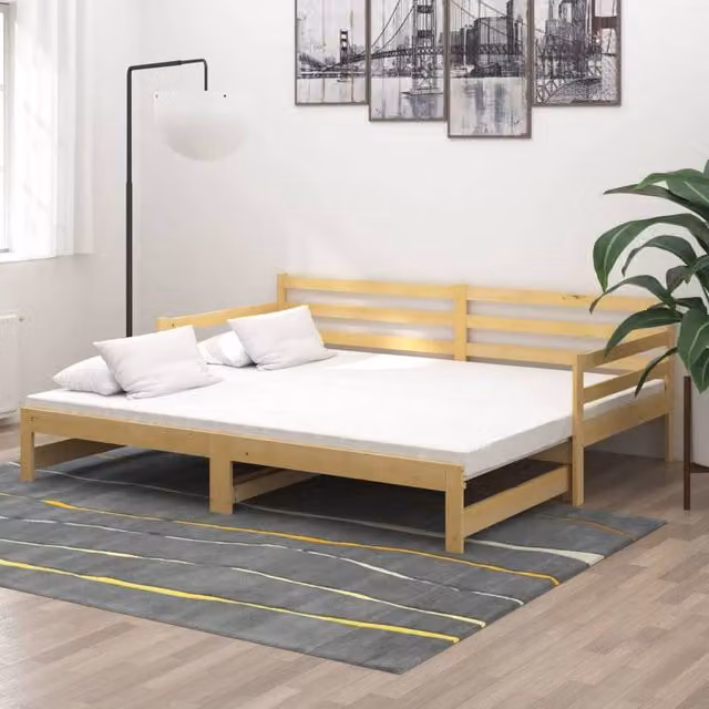 Berkfield Home Scandinavian Style Solid Pinewood Pull-out Day Bed in Brown