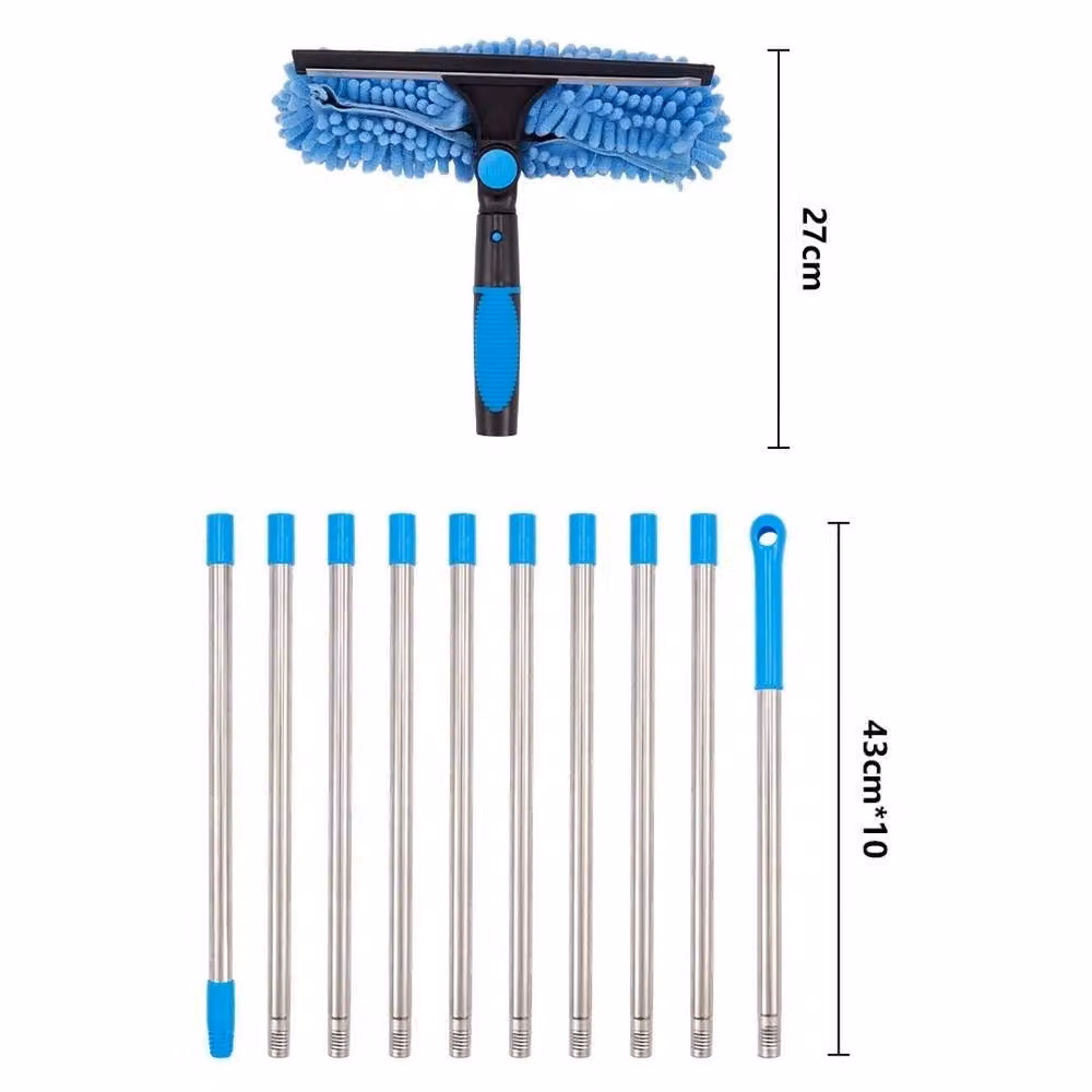 KORVIXA Blue Telescopic Window Glass Cleaning Squeegee and Scraper with Microfibre and Rubber – 2