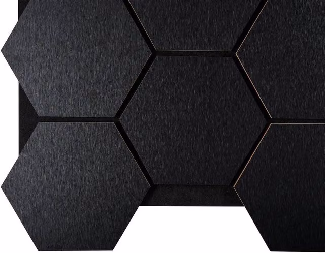 Fuse Acoustic Wooden Hexagon Wall Panel in Black Oak