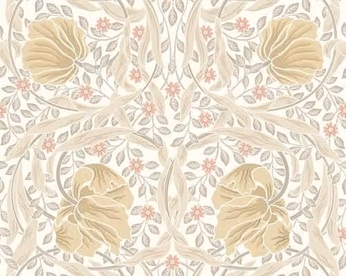 Origin Murals Flower Circle Floral Wall Mural in Beige and Yellow