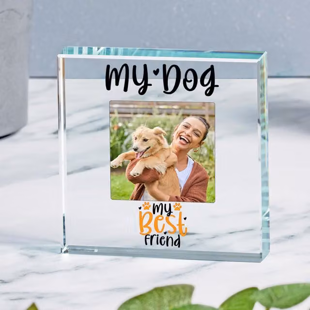 Uniqueful Personalised My Dog Glass Token Friend Gift in Transparent and Beige