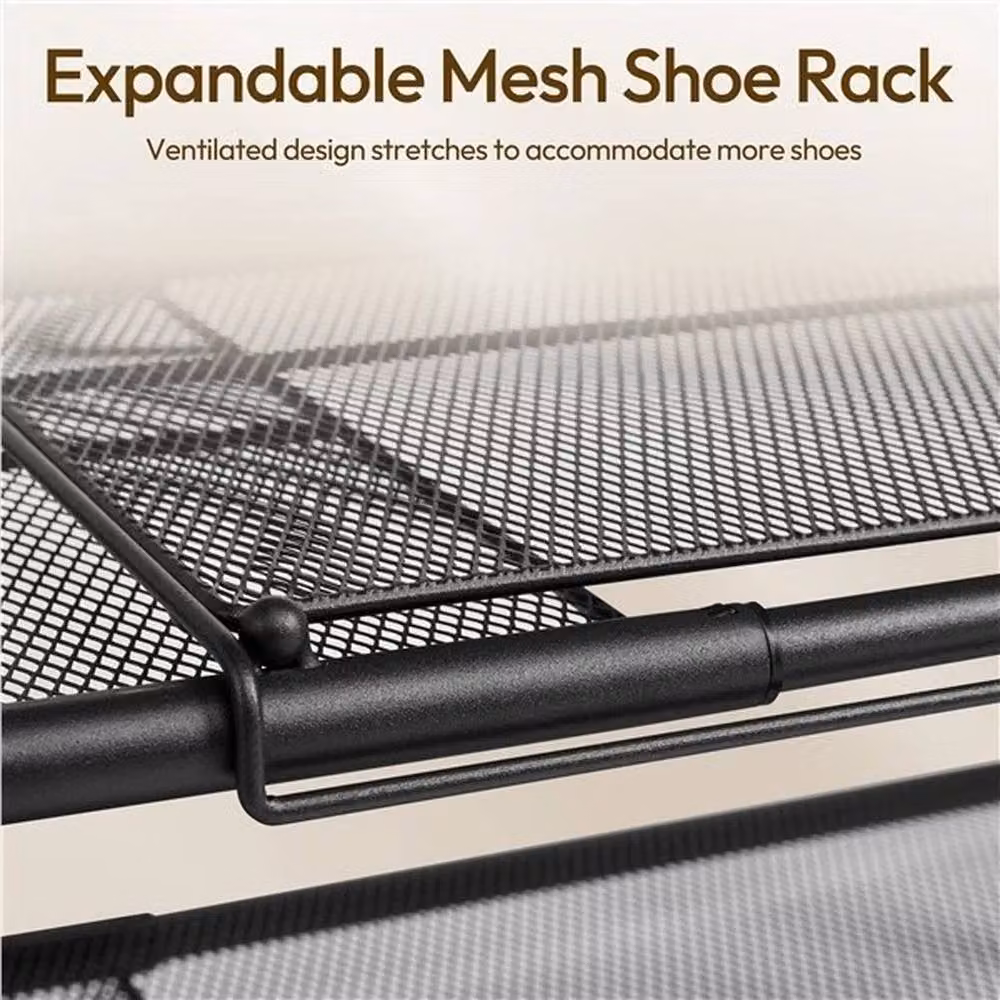 VOGREX Black 3-Tier Expandable Metal Shoe Rack for Hallways – 3