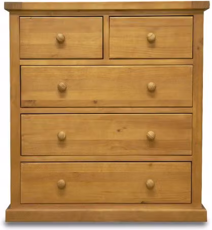Archers Langdale 2 over 3 Drawer Pine Wooden Chest of Drawers in Brown