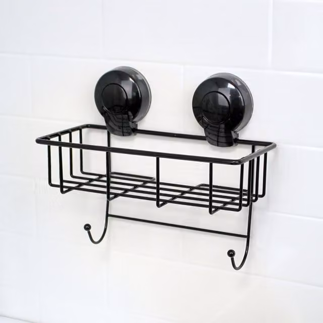 Showerdrape Suctionloc Black Steel Suction Wall Mounted Sponge Basket – 2