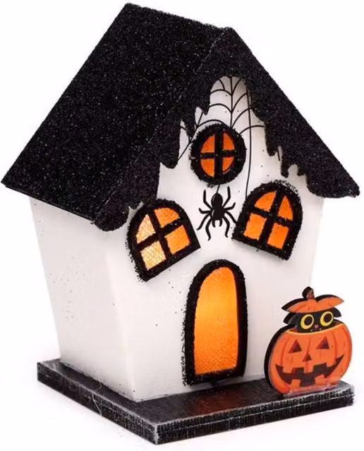 KDMD Spooky Spider House Halloween LED Tabletop Decoration in Black – 1