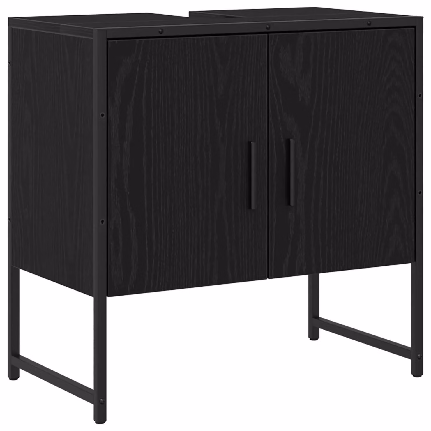 Berkfield Home Modern Black Oak Bathroom Sink Cabinet with Hinged Doors and Internal Shelves, W/D/H: 60 x 33 x 60 cm – 2