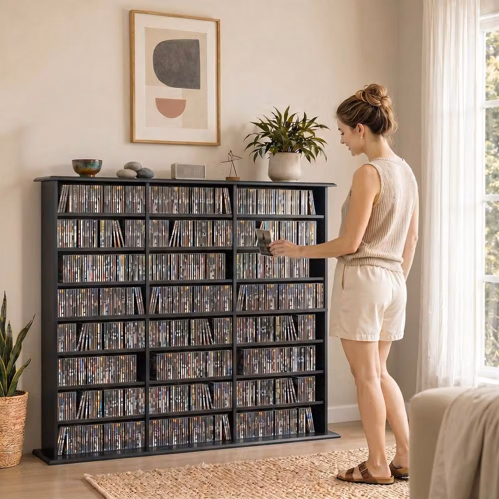 Rolipo 1032 CD 594 DVD Media Storage Unit in Black with 18 Adjustable Shelves – 8