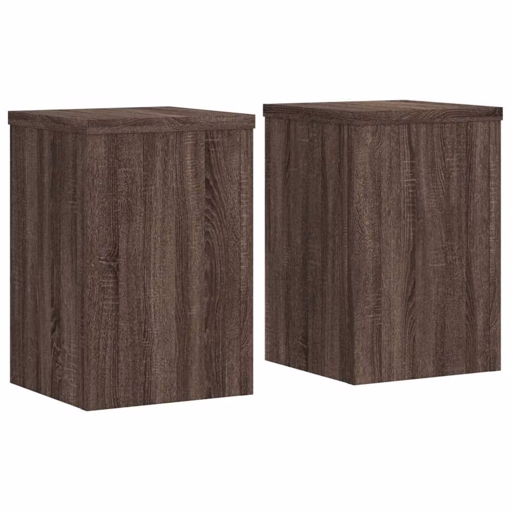 Berkfield Home Set of 2 Modern Brown Oak Plant Stands, Engineered Wood, W/D/H: 25 x 25 x 35 cm – 3