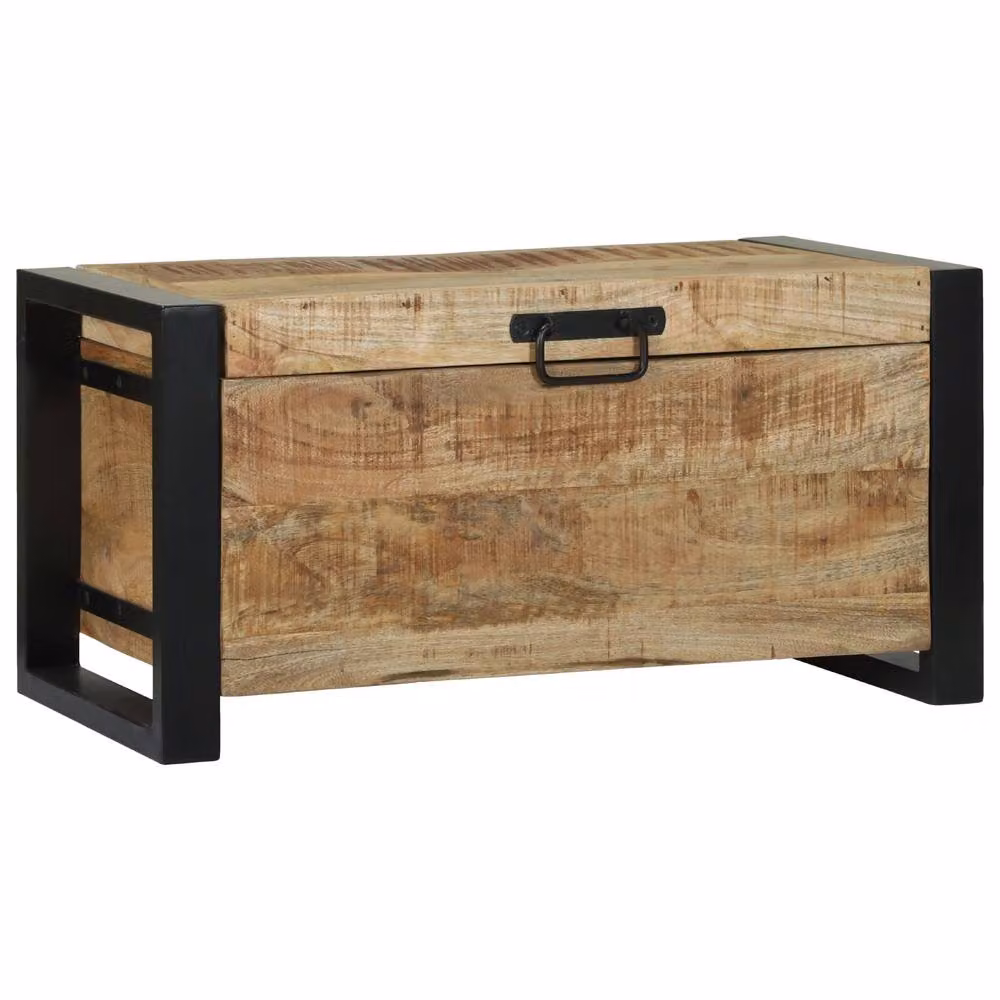Berkfield Home Rustic Brown Solid Mango Wood and Metal Storage Chest, W: 60 cm, D: 30 cm, H: 30 cm – 2