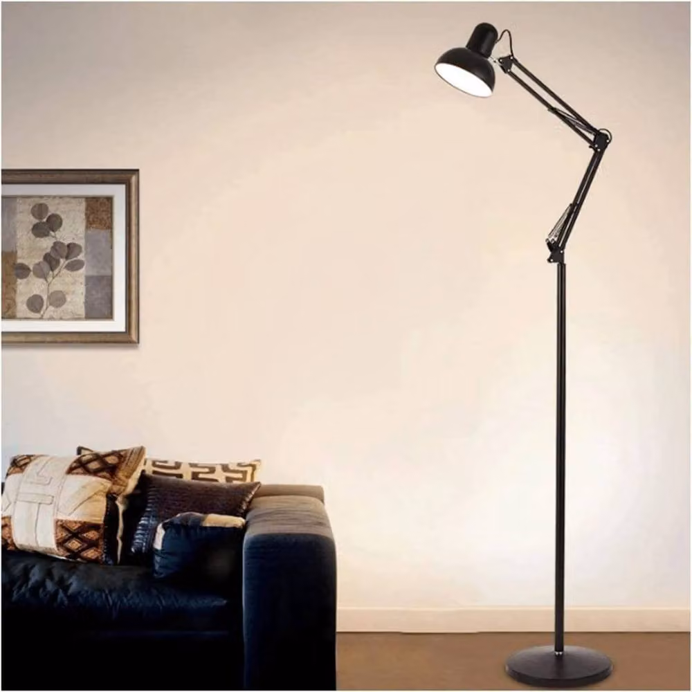 VOGREX Adjustable LED Floor Standing Lamp in Black with E27 Bulb Replacement for Living Room and Bedroom – 3