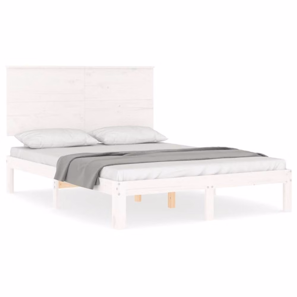 Berkfield Home Beautiful Small Double Solid Wood Bed Frame in White, 120 x 200 cm – 2