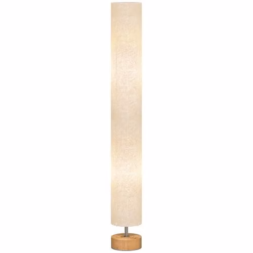 HOMCOM Modern LED Floor Lamp in Grey with Wood and Metal Accents, Height: 120 cm