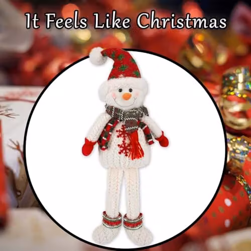 VFM e-Store Christmas Freestanding Snowman Decoration in White and Green, H 51.5 cm x W 23.5 cm – 6