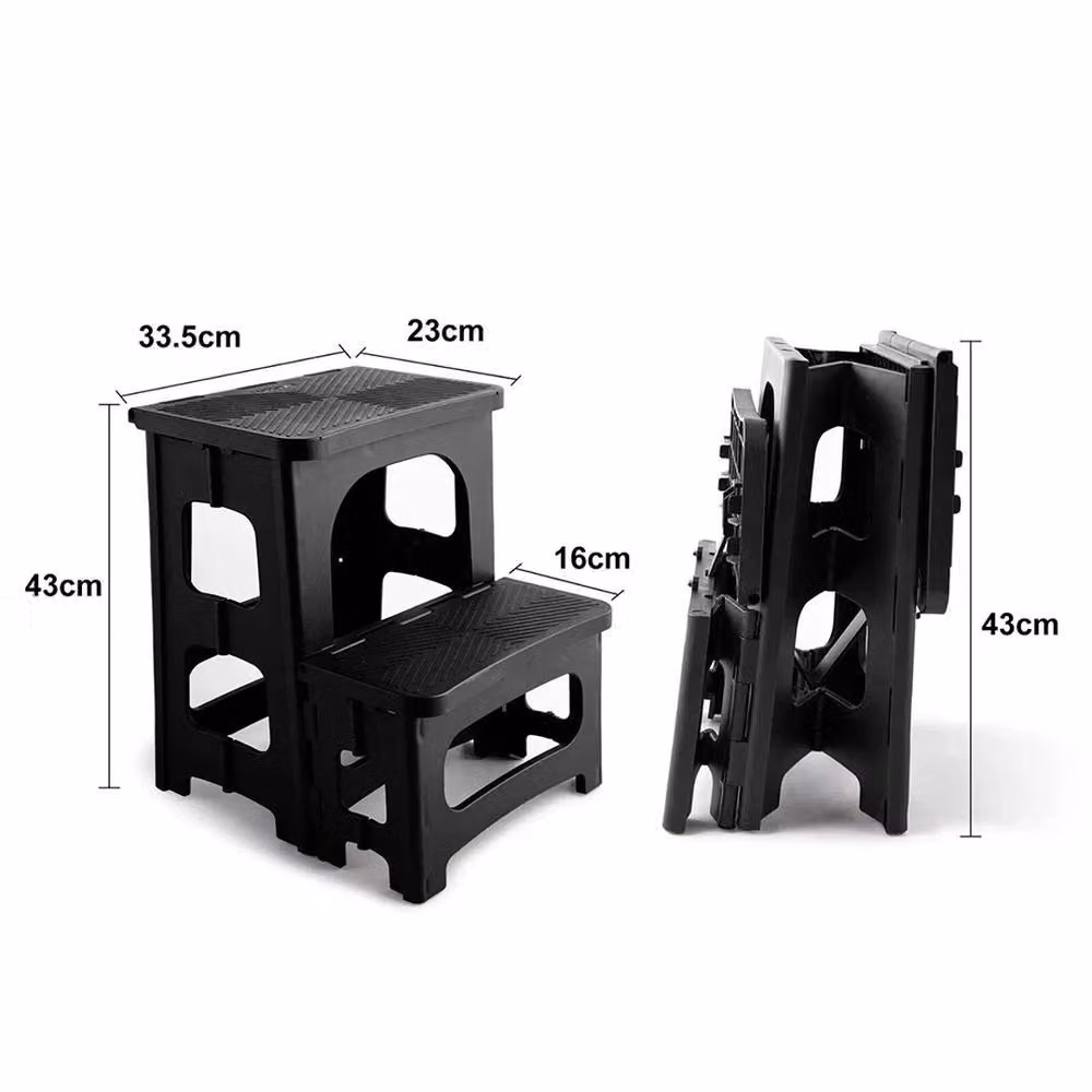 VOGREX Foldable 2-Step Ladder Stool in Black – 2