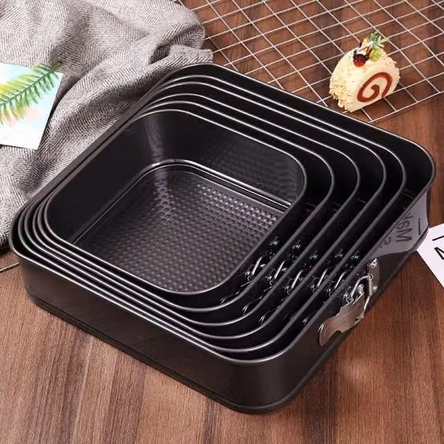 NESTLUNE Black Steel Square Non-Stick Springform Cake Tin, W/D/H: 24 x 15 x 15 cm – 1