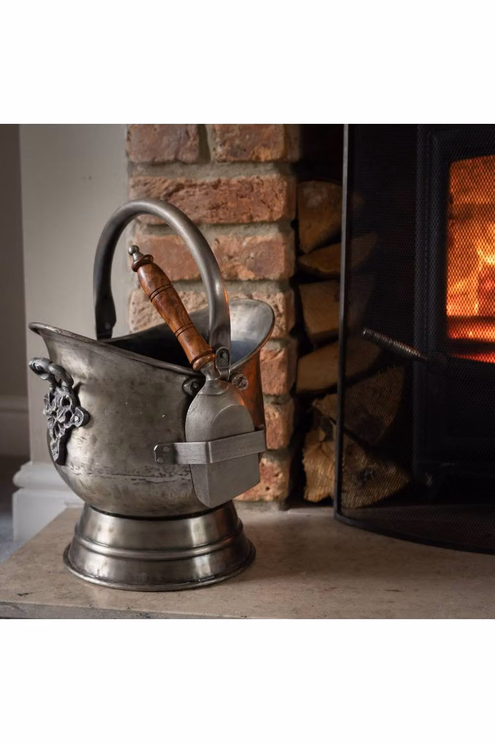 KDMD Antique Pewter Coal Bucket and Shovel Set in Silver – 3
