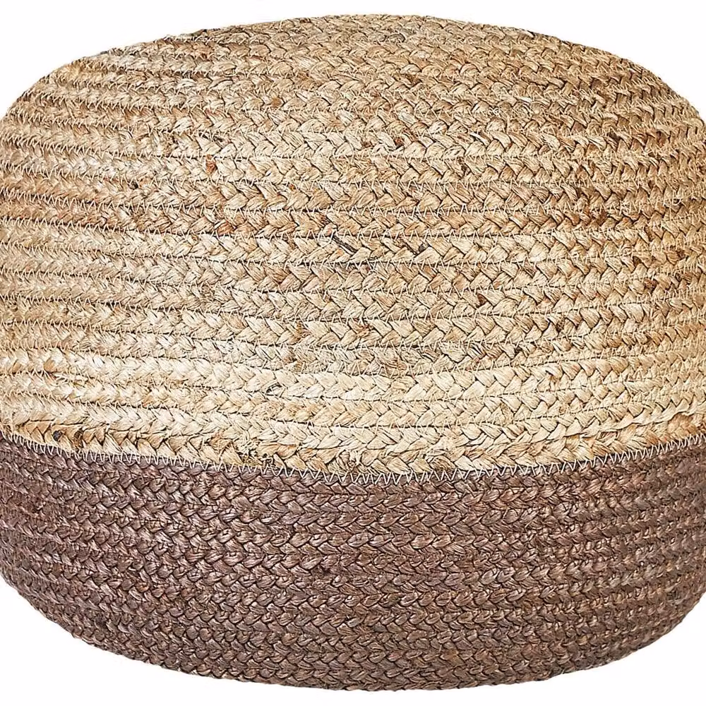 Wyld and Coco Round Jute Pouffe in Brown, W/D/H: 50 x 50 x 40 cm – 2
