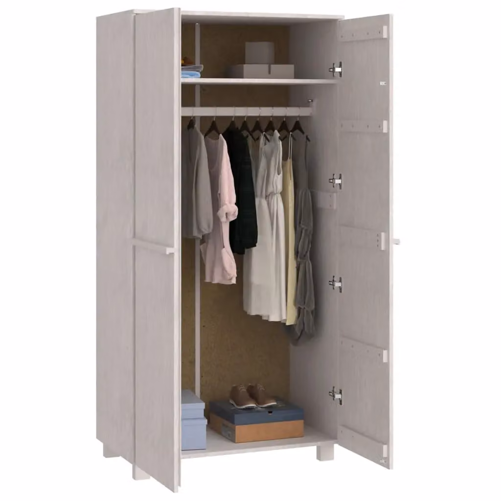 Berkfield Home HAMAR White Solid Wood Pine Wardrobe W/D/H: 89 x 50 x 180 cm – 2