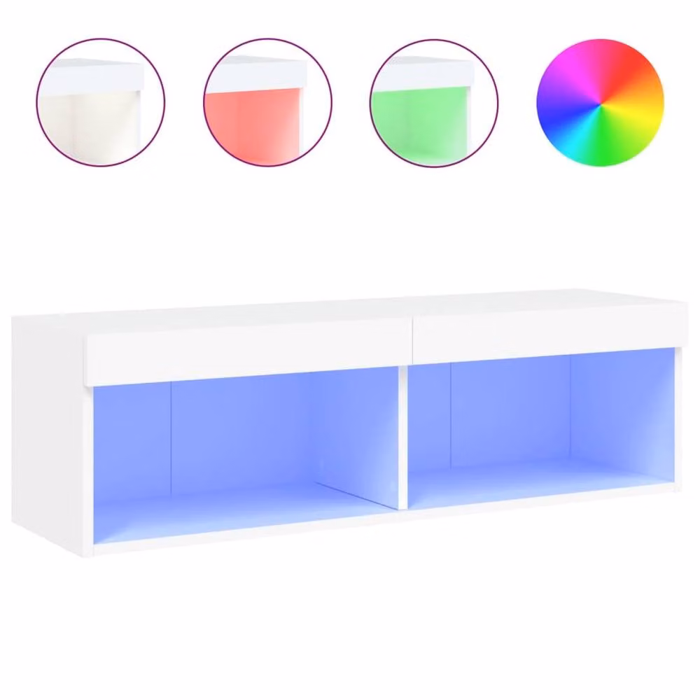 Berkfield Home Modern White TV Cabinet with LED Lights W/D/H: 100 x 30 x 30 cm – 2