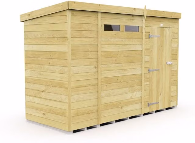 Buttercup Farm Brown Pent Security Wood Shed with Single Door, W: 329 cm, D: 118 cm, H: 201 cm – 1