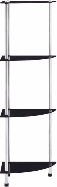 Berkfield Home 4-Tier Modern Wall Mounted Shelf in Black with Tempered Glass, W/D/H: 30 x 30 x 100 cm