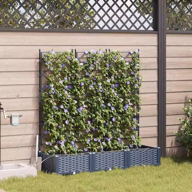 Berkfield Home Garden Planters with Water Irrigation System, 3 Piece Set, Grey – 1