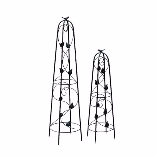 Thompson & Morgan Metal Ornamental Garden Obelisks, Set of 2, Bronze – 5