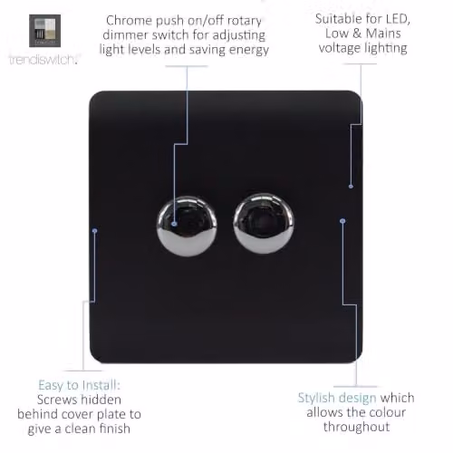 Trendi Modern LED Dimmer Switch, Matt Black – 3