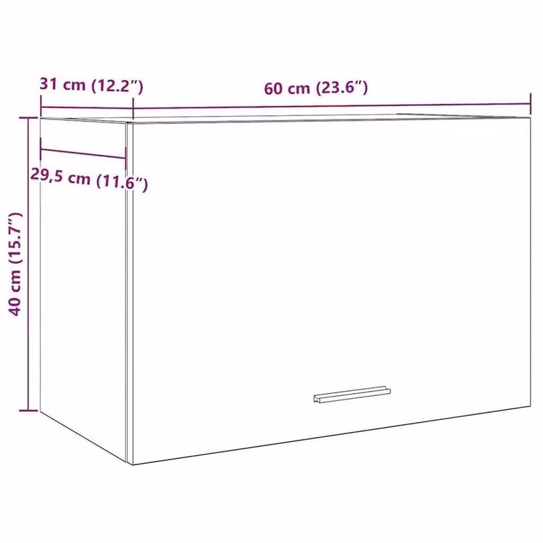EONLION Lyon Old Wood Hanging Kitchen Cabinet in White, W/D/H: 60 x 31 x 40 cm